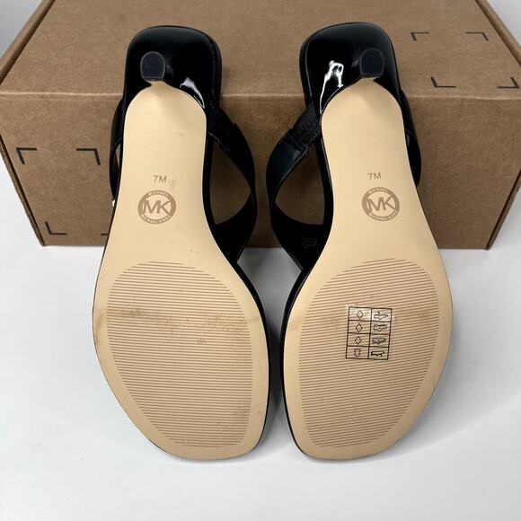 Michael Kors | Women's | 7 | Lucinda Kitten Slide | Black | Leather | Sandal - Picture 7 of 7